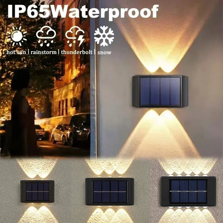 LED Solar Wall Lamp Outdoor Waterproof Light Up and Down Luminous Lighting for Home Garden Yard Fence Decoration Sunlight Light