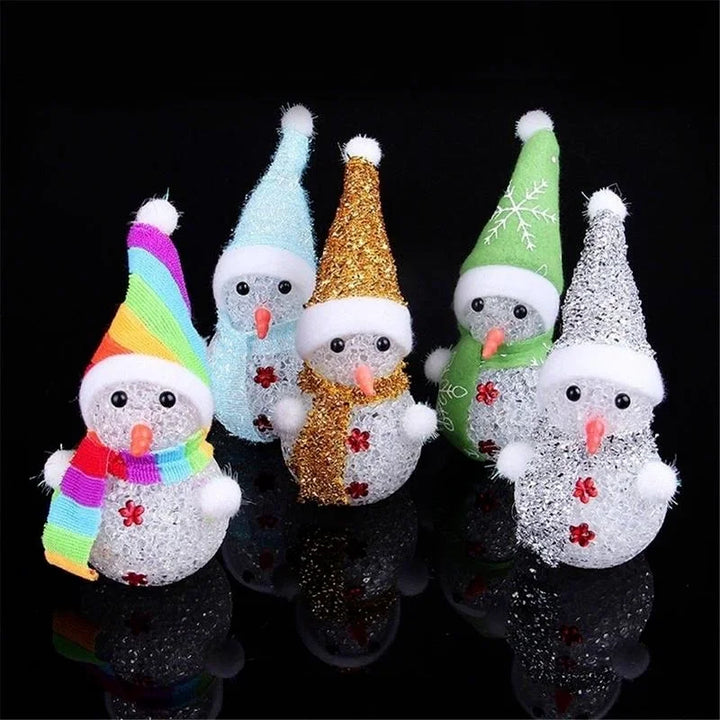 Random Led Luminous Snowman Ornaments Christmas Pendant Christmas Crystal Lamp Nightlight Merry Christmas Gift Noel Goods