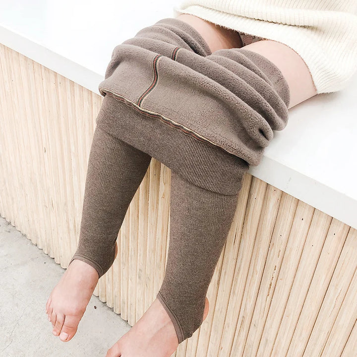 Girls winter plus velvet extra thick pantyhose child strips warm pants Polar Fleece Lining kids baby leggings cotton stockings