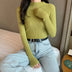 Women Half Turtleneck Pullovers Sweaters Full Sleeve Short Slim-fit tight Chic Jumper