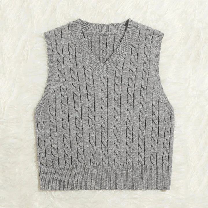 2024 New Sweater Vest Women Oversize Crop Blue V neck Sleeveless Stiped Knitted Crop Sweaters For Students girls Harajuku Tops