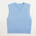 2024 New Sweater Vest Women Oversize Crop Blue V neck Sleeveless Stiped Knitted Crop Sweaters For Students girls Harajuku Tops