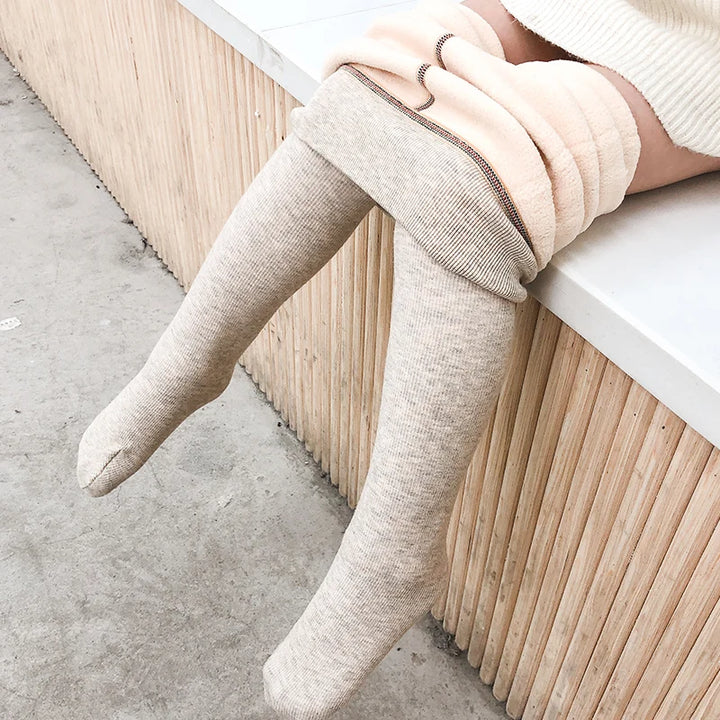 Girls winter plus velvet extra thick pantyhose child strips warm pants Polar Fleece Lining kids baby leggings cotton stockings