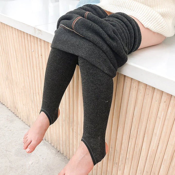 Girls winter plus velvet extra thick pantyhose child strips warm pants Polar Fleece Lining kids baby leggings cotton stockings