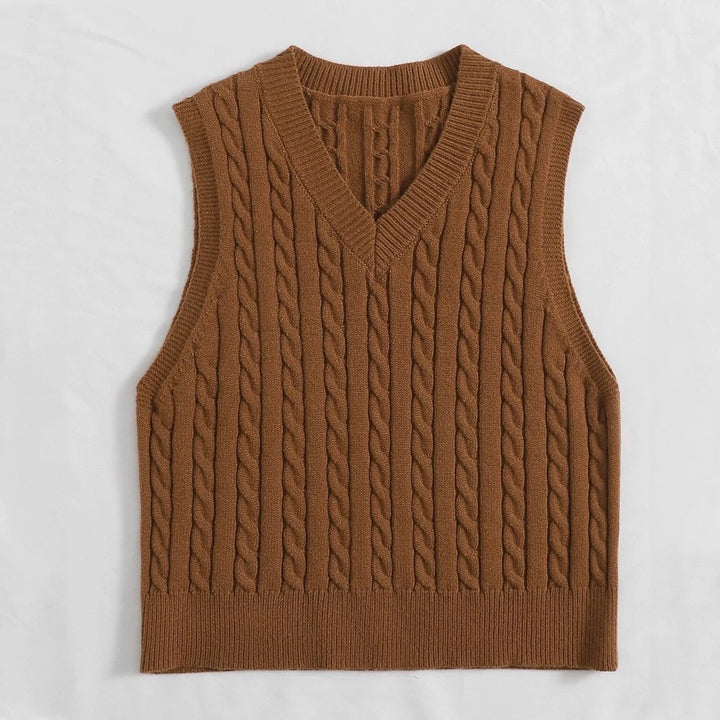 2024 New Sweater Vest Women Oversize Crop Blue V neck Sleeveless Stiped Knitted Crop Sweaters For Students girls Harajuku Tops