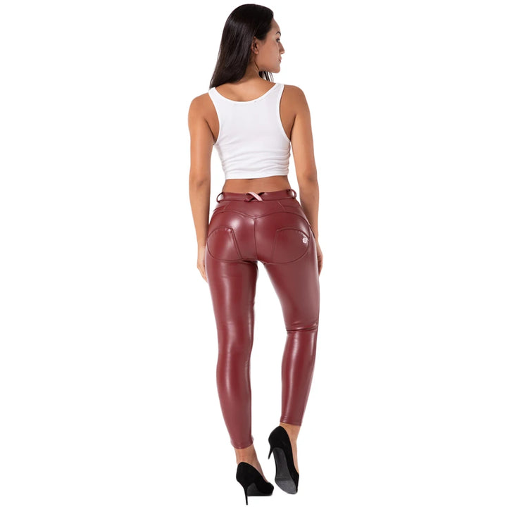 Shascullfites Melody Straight Trousers Patent Leather Leggings Red Pants Streetwear Women's Leather Pants Autumn Casual