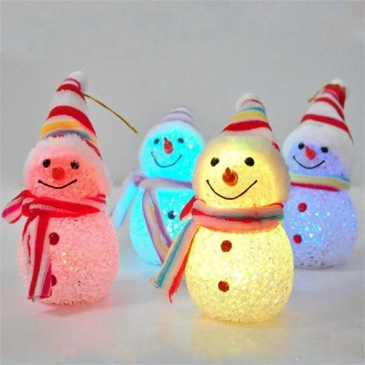 Random Led Luminous Snowman Ornaments Christmas Pendant Christmas Crystal Lamp Nightlight Merry Christmas Gift Noel Goods