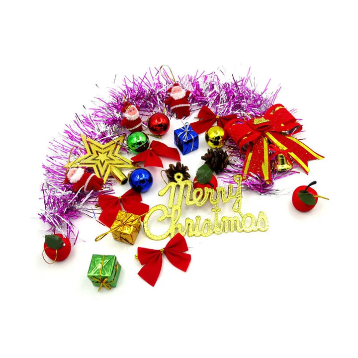 Christmas Tree Decoration Set Ornaments Accessories For Home 23pcs/Pack Include Dolls Apples Bowknot Ribbon Balls...