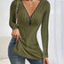 Versatile & Chic V-Neck Women's Top- Stretchy, Comfort-Fit Long Sleeve for All Seasons,Easy-Care Casual Wear