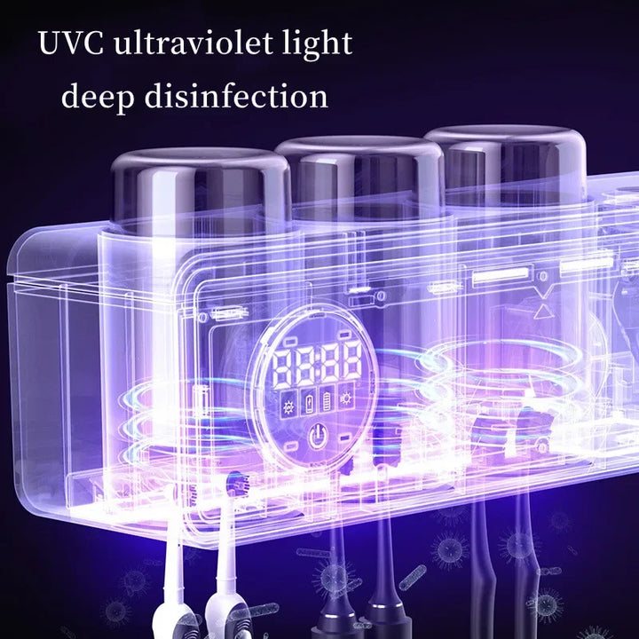 UV Toothbrush Holder Deep Sterilizer Toothpaste Squeezer Light Energy USB Charging Fast Drying Wall-mounted bathroom StorageRack