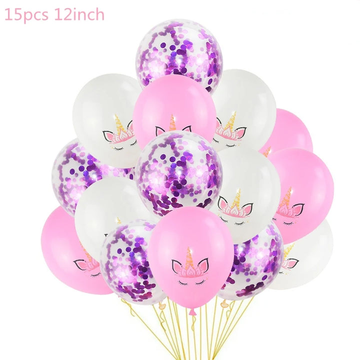 1 Set Unicorn Party Balloons Birthday Baloon Unicorn Decoration Latex Confetti Balloon Birthday Party Decoration Balloons Kids