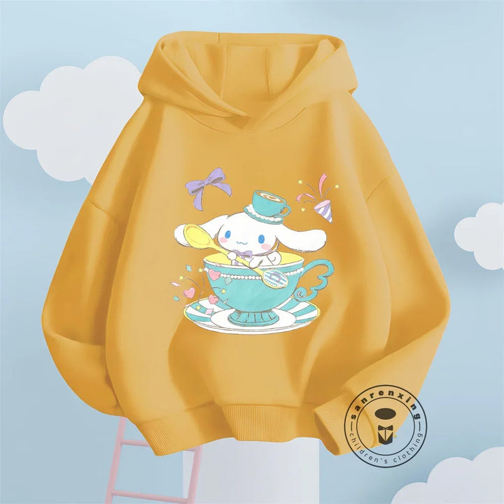 Kawaii Cinnamoroll Cartoon Sweatshirts for Boys Girls Featuring Soft Long Sleeves Anime Characters Ideal Autumn Winter Fashion