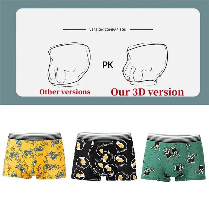 5Pcs/ Men's Boxer Cute Men's Briefs Fashion Cartoon Funny Printed Youth Student Boxer Shorts Breathable Sexy Underwear for Men