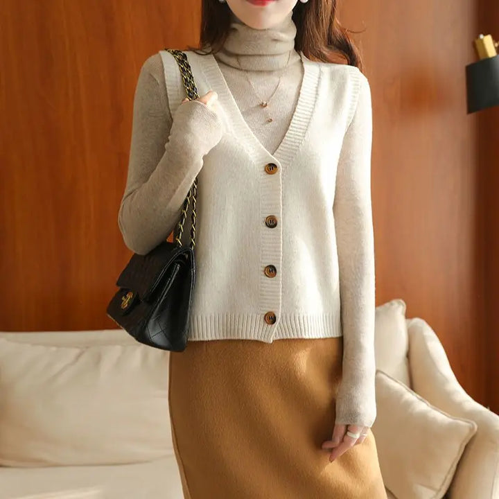 Knitted Vest Women's V-neck Cardigan Short and Versatile Outerwear Sweater Camisole Spring and Autumn New Knitted Vest