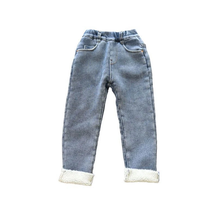 2-13 Years Toddler Baby Winter Jeans Children Thick Velvet Warm Denim Pants for Girls Slim Leggings Kids Blue Fleece Trousers