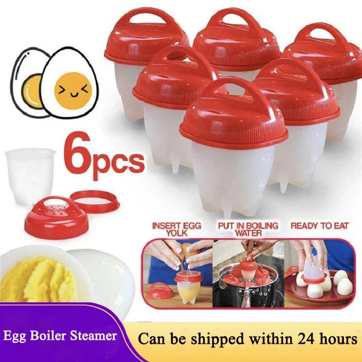 3/6pcs BPA Free Silicone Egg Boiler Steamer Non-stick Silicone Egg Cook Cups Fast Egg Poacher for Breakfast Kitchen Cooking Tool