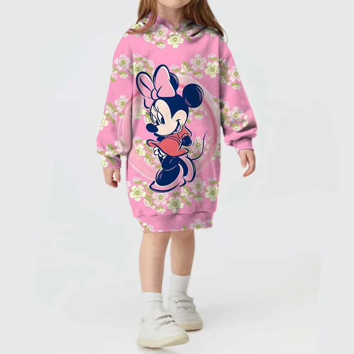 2024 Disney Mickey Mickey Mouse baby girl sweater autumn and winter girls hooded dress Christmas children's hoodie clothing