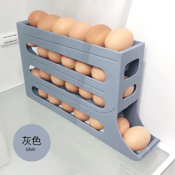 Household automatic rolling egg storage box kitchen refrigerator side door egg preservation rack 30 egg boxes