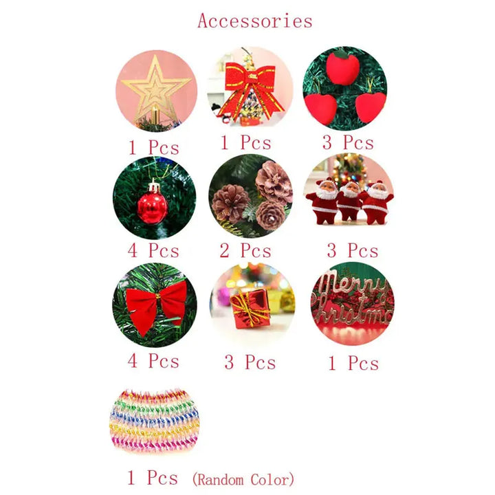 Christmas Tree Decoration Set Ornaments Accessories For Home 23pcs/Pack Include Dolls Apples Bowknot Ribbon Balls...