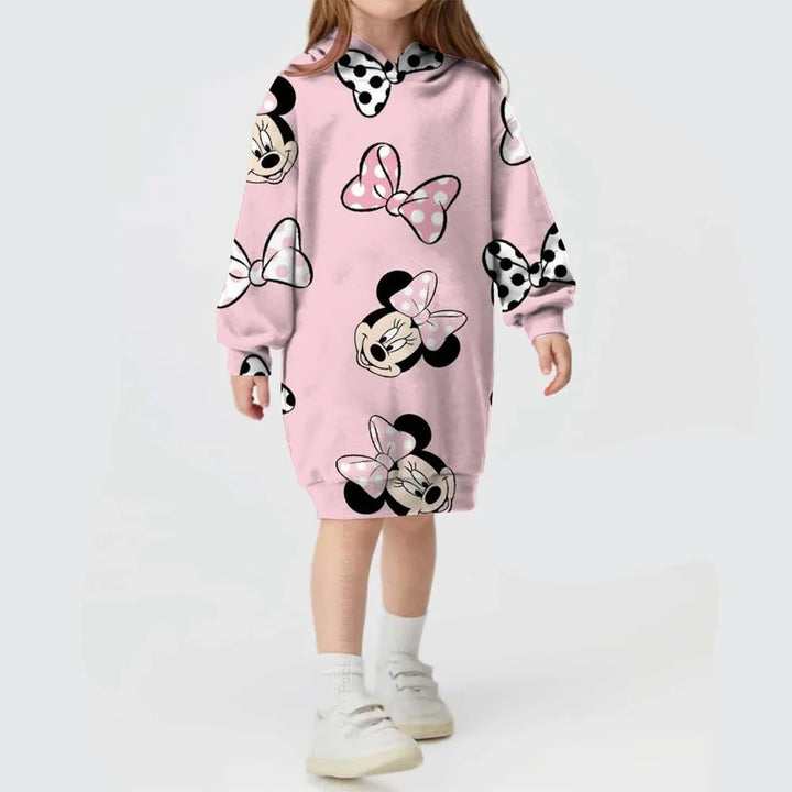 2024 Disney Mickey Mickey Mouse baby girl sweater autumn and winter girls hooded dress Christmas children's hoodie clothing