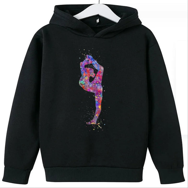 Hot Sale  Watercolor Gymnastics Girl Printed Hoodies for Teen Girls Kids Sweatshirt Winter Top Students  Clothes Sweater