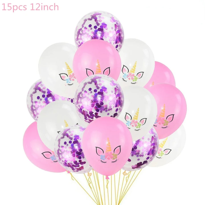 1 Set Unicorn Party Balloons Birthday Baloon Unicorn Decoration Latex Confetti Balloon Birthday Party Decoration Balloons Kids