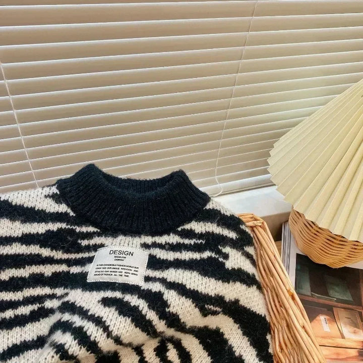 PTKPCC Children Knitting Sweaters Boys Casual Zebra Sweater Autumn Winter Girls Baby Kids Pullovers for  Children's Clothing