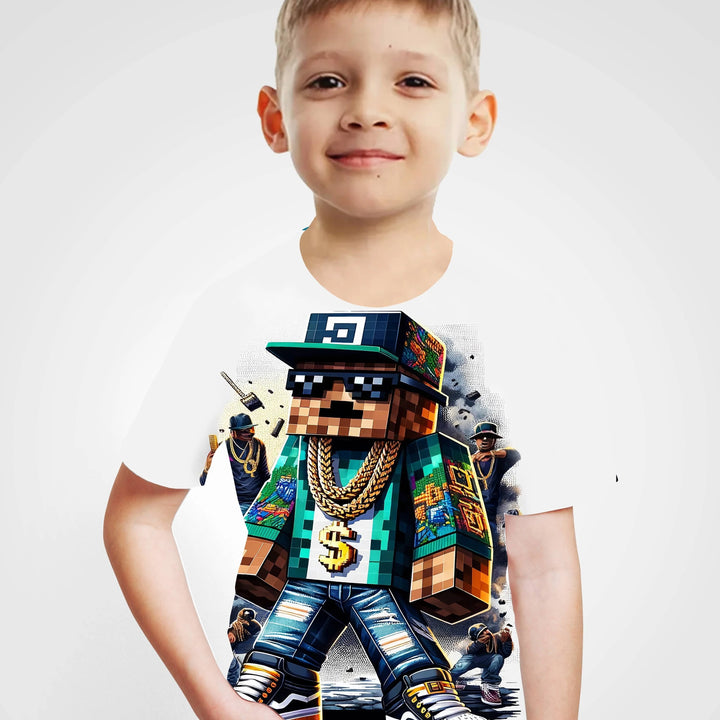 Children's Clothing Boys Tshirt Short Sleeve Children T-Shirt Creative Print Funny Kids Summer Clothes Girl Clothes O-Neck Tops