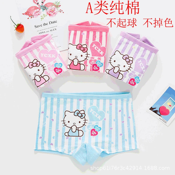 4PCS/Lot Girls Cotton Underwear Toddler Children High Waist Cartoons Boxers 1-9Years Kids Panties Teenagers Underpants