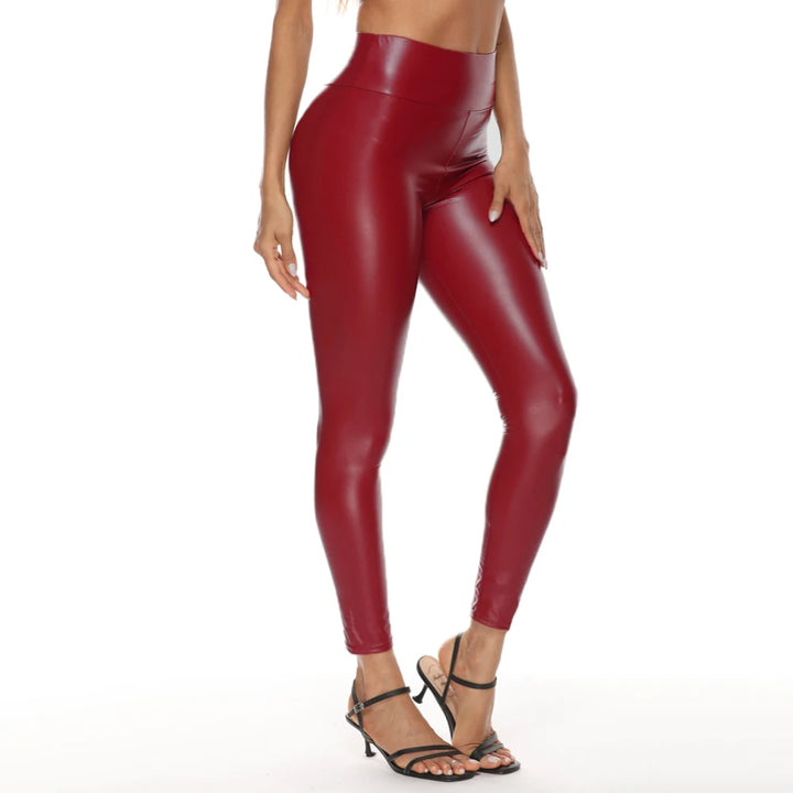 Colorful Faux Leather Pants Women High Waist Skinny Hip Lifting Leggings Pencil Jeggings Stretchable Imitation Leather Trousers