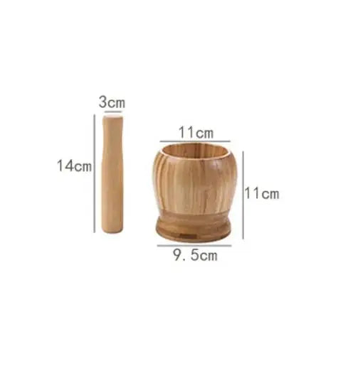 1PC Household Manual Solid Wood Garlic Pestle Bamboo Garlic Mortar Ginger Spices Grinder Kitchen Tool Mortar And Pestle Set