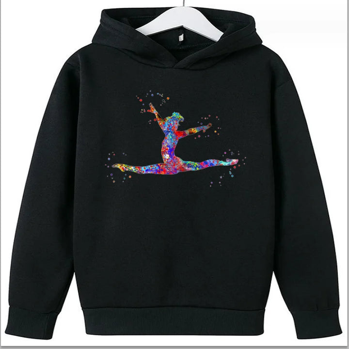 Hot Sale  Watercolor Gymnastics Girl Printed Hoodies for Teen Girls Kids Sweatshirt Winter Top Students  Clothes Sweater