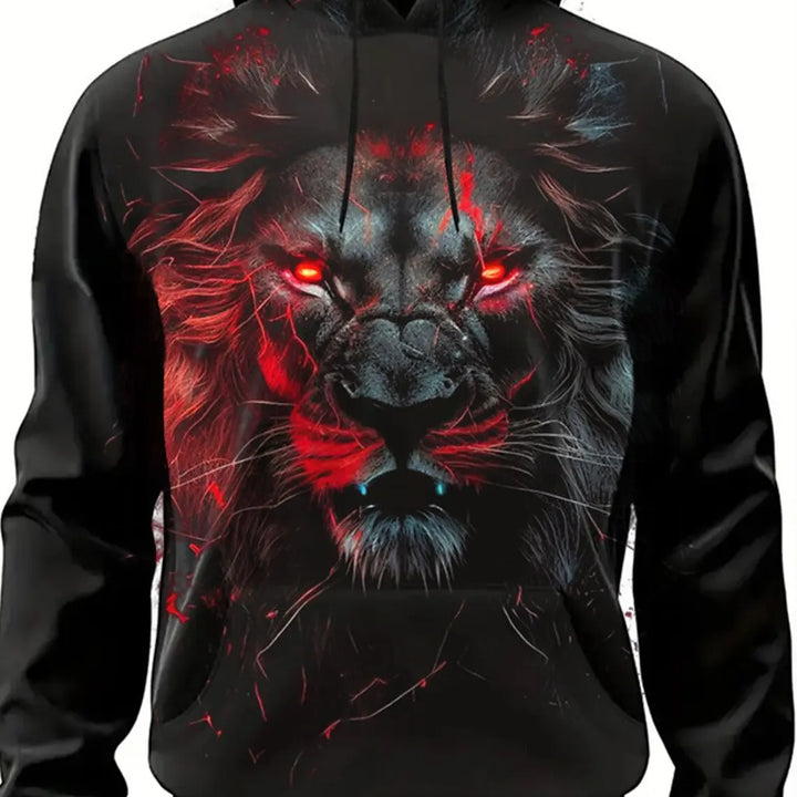 Graphic Lion Men's Fashion 3D Print Hoodie Streetwear Hoodies Long Sleeve Hooded Print Front Pocket Spring Hoodie Sweatshirt