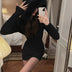 2024 Winter Knitted Sweater Dress with Hooded Women Slim Bodycon Y2k Mini Dress Faux Fur Female One Piece Dress Korean Elegant