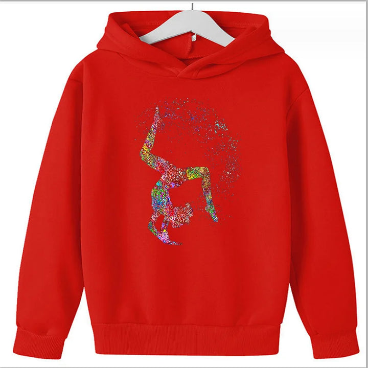 Hot Sale  Watercolor Gymnastics Girl Printed Hoodies for Teen Girls Kids Sweatshirt Winter Top Students  Clothes Sweater