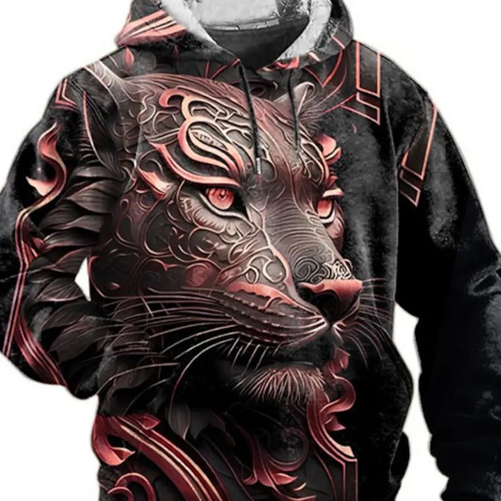 Graphic Lion Men's Fashion 3D Print Hoodie Streetwear Hoodies Long Sleeve Hooded Print Front Pocket Spring Hoodie Sweatshirt