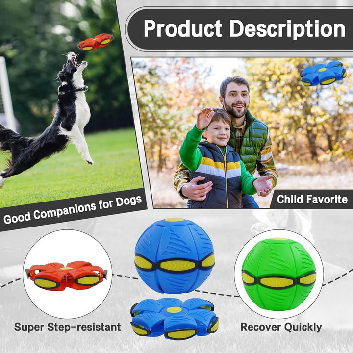 Pet Toy Flying Saucer Ball for Dogs, Magic UFO Ball for Dog Outdoor Sports, Decompression Flying Flat Throw Disc Balls for Mediu