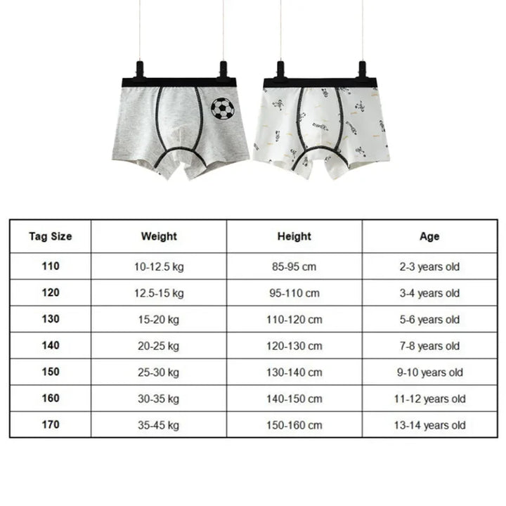 2Pcs Kids Cotton Shorts Boxer Children's Bottoms Boys Underwear Boxer Soft Breathable 2 To14years