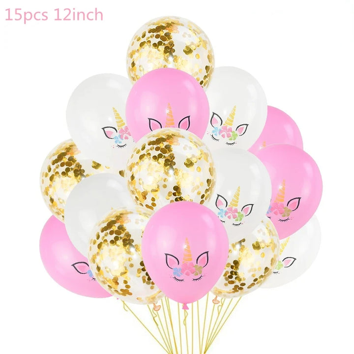 1 Set Unicorn Party Balloons Birthday Baloon Unicorn Decoration Latex Confetti Balloon Birthday Party Decoration Balloons Kids