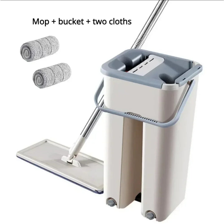 Flat Mop with Ultra-Fine Fiber Head, Rotary Mop Bucket Set and Replaceable Mop for Floor Cleaning