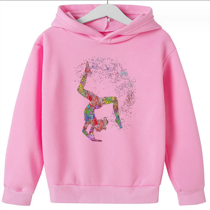 Hot Sale  Watercolor Gymnastics Girl Printed Hoodies for Teen Girls Kids Sweatshirt Winter Top Students  Clothes Sweater