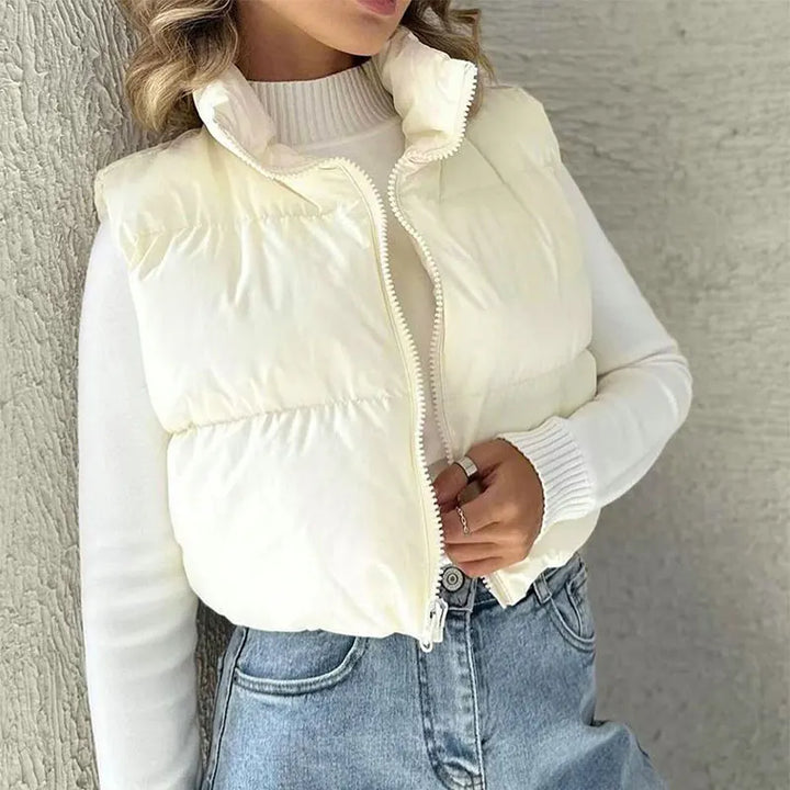 Women's Jacket New Autumn Solid Sexy Sleeveless Jacket Streetwear Fashion Turtleneck Versatile Casual Slim Outdoor Travel Jacket