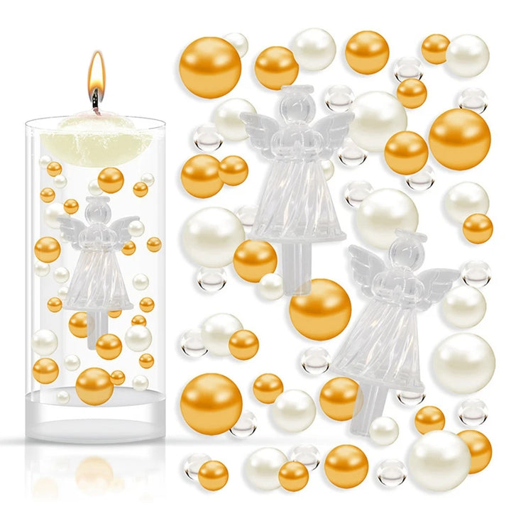 Christmas Vase Floating Beads Clear Hydrogel Vase Decorative Filling Pearls Snowflake Floating Candle Vase Filling Decoration