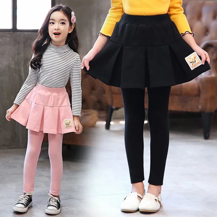 New Girls Winter Thick Pants for Kids 3-14 Years Princess Leggings Children Pantalones Dance Pants Pleated Cake Skirt Trousers