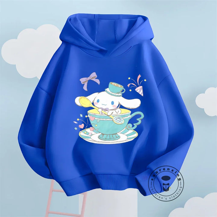 Kawaii Cinnamoroll Cartoon Sweatshirts for Boys Girls Featuring Soft Long Sleeves Anime Characters Ideal Autumn Winter Fashion