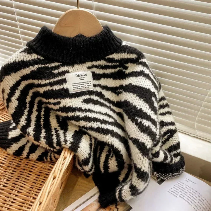 PTKPCC Children Knitting Sweaters Boys Casual Zebra Sweater Autumn Winter Girls Baby Kids Pullovers for  Children's Clothing