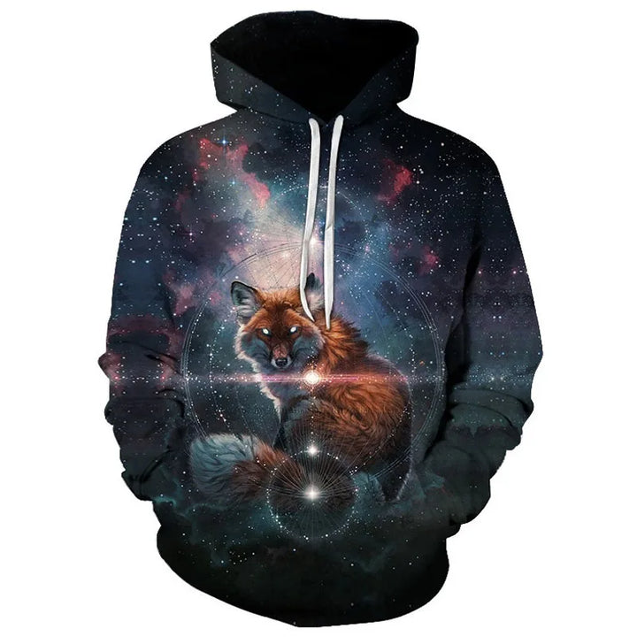 2024 Men's Hoodie Fashion Streetwear Hip Hop Long Sleeve Sweatshirt Jacket  3d Wolf Print Oversized