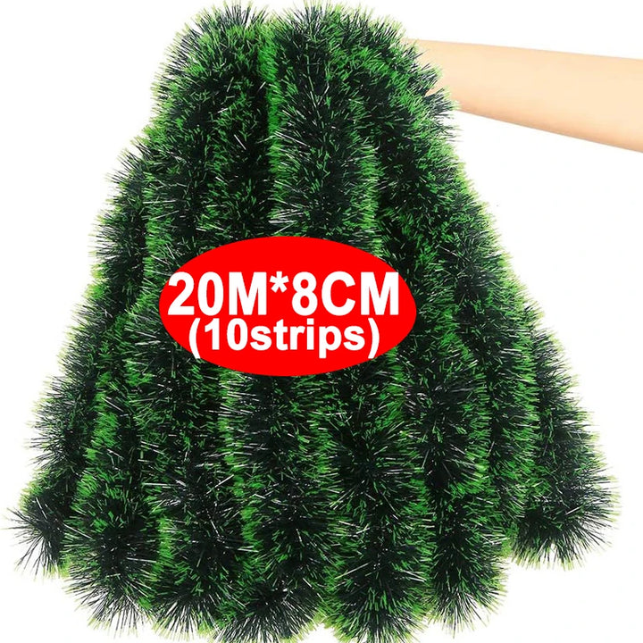 Christmas Tinsel Ribbons Green Cane Ribbon Garland Xmas Tree Hanging Pendent Ribbons Ornaments Home Party Decoration Supplies