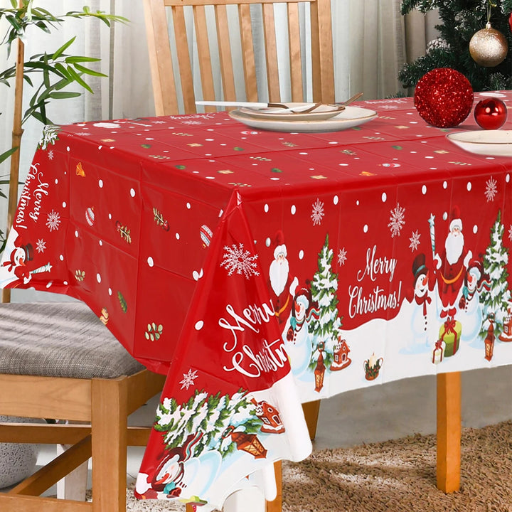 Christmas Tablecloth Merry Chirstmas Decoration For Home 2024 Xmas Snowflake Table Cloth Navidad Noel Notal New Year 2025 Dec