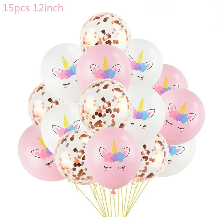 1 Set Unicorn Party Balloons Birthday Baloon Unicorn Decoration Latex Confetti Balloon Birthday Party Decoration Balloons Kids